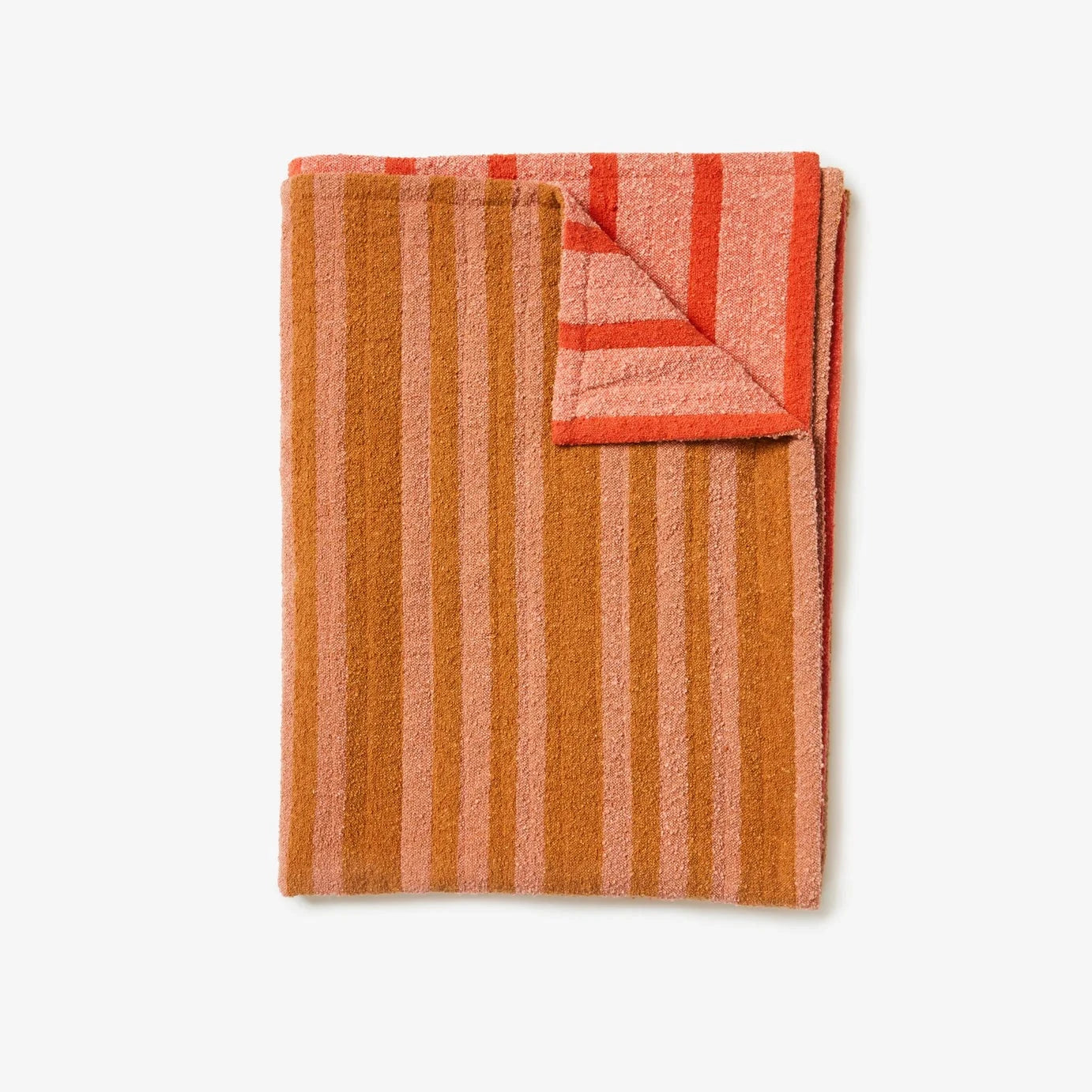 BONNIE AND NEIL STRIPE BOUCLE THROW: RED PINK