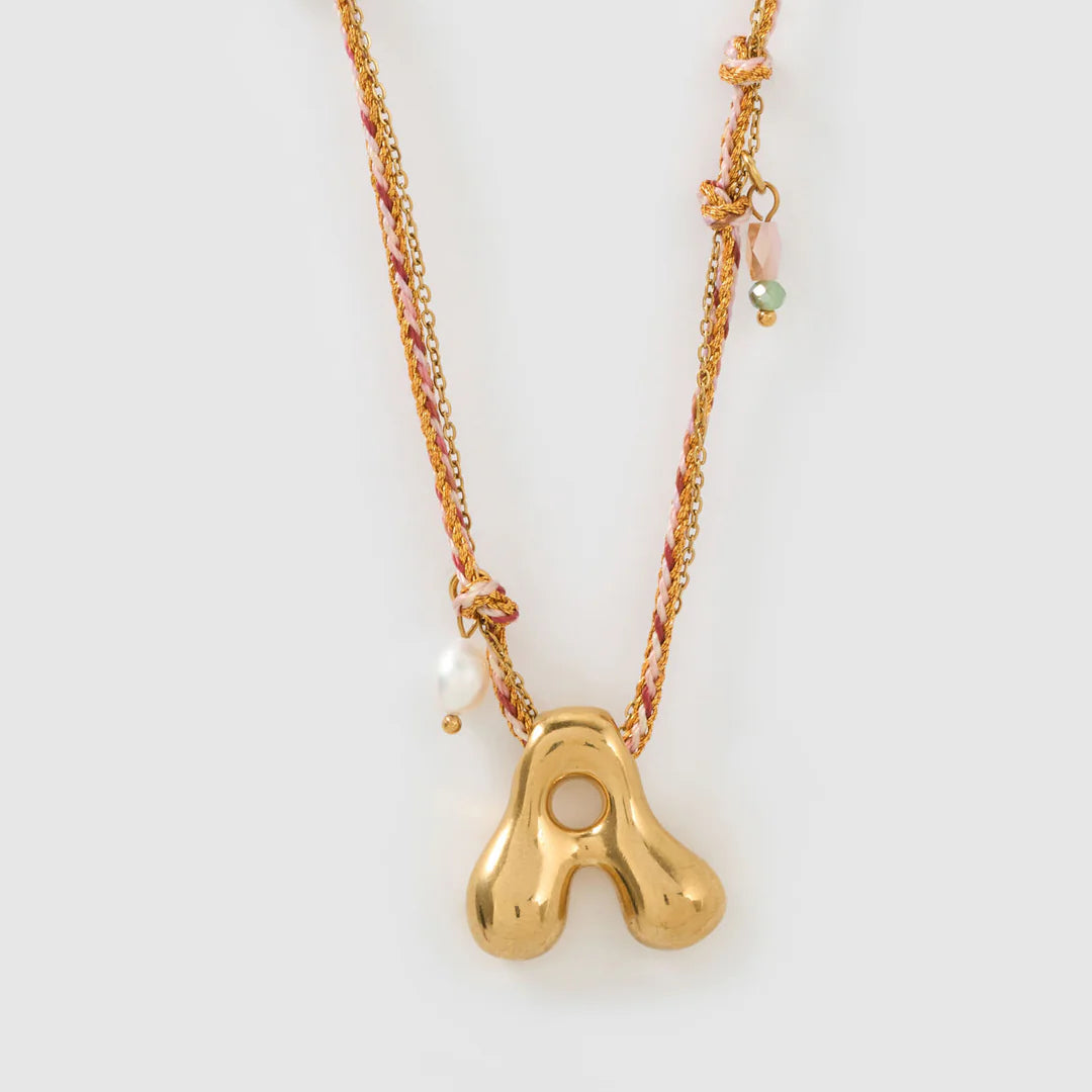 ARMS OF EVE BUBBLE LETTER NECKLACE: BLUSH