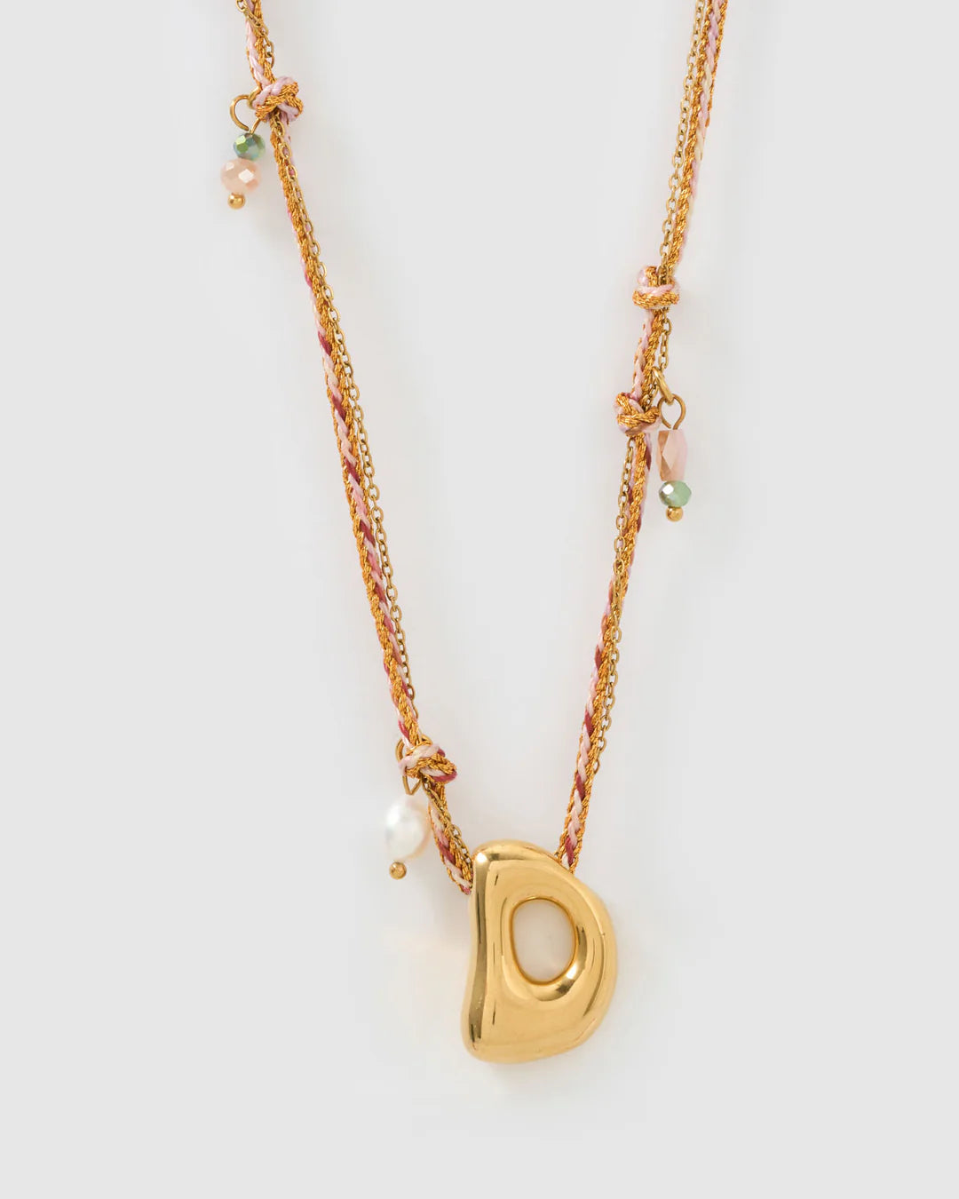 ARMS OF EVE BUBBLE LETTER NECKLACE: BLUSH