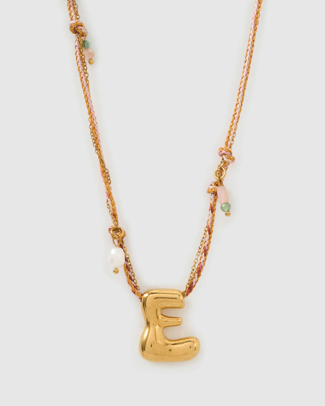 ARMS OF EVE BUBBLE LETTER NECKLACE: BLUSH