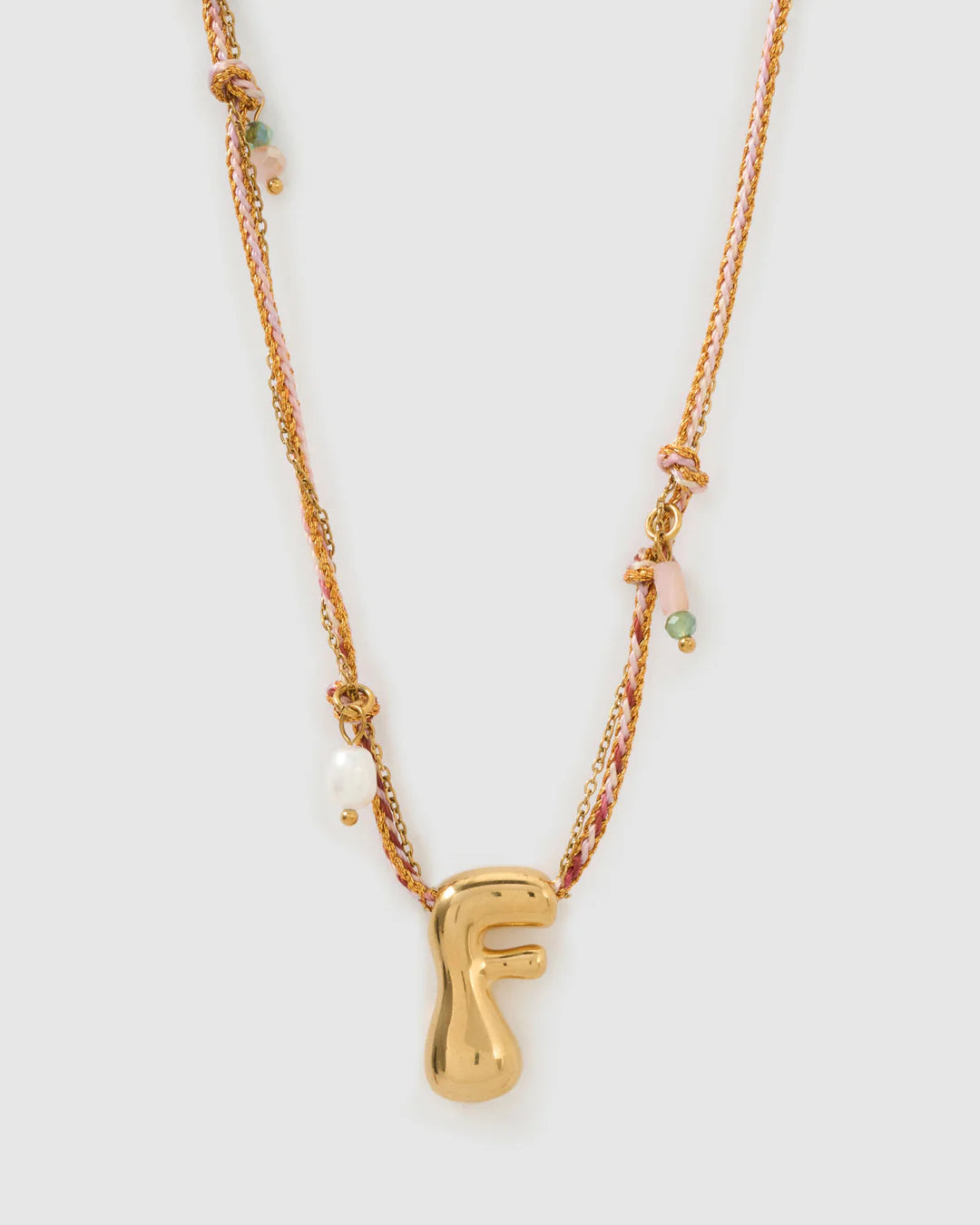 ARMS OF EVE BUBBLE LETTER NECKLACE: BLUSH
