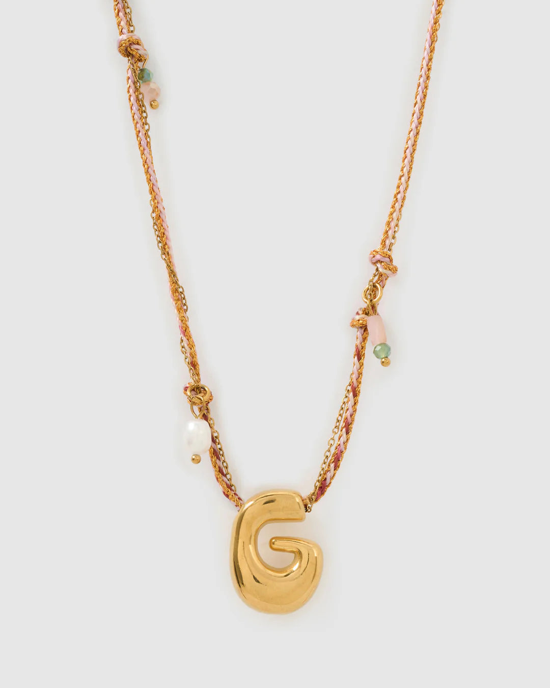 ARMS OF EVE BUBBLE LETTER NECKLACE: BLUSH
