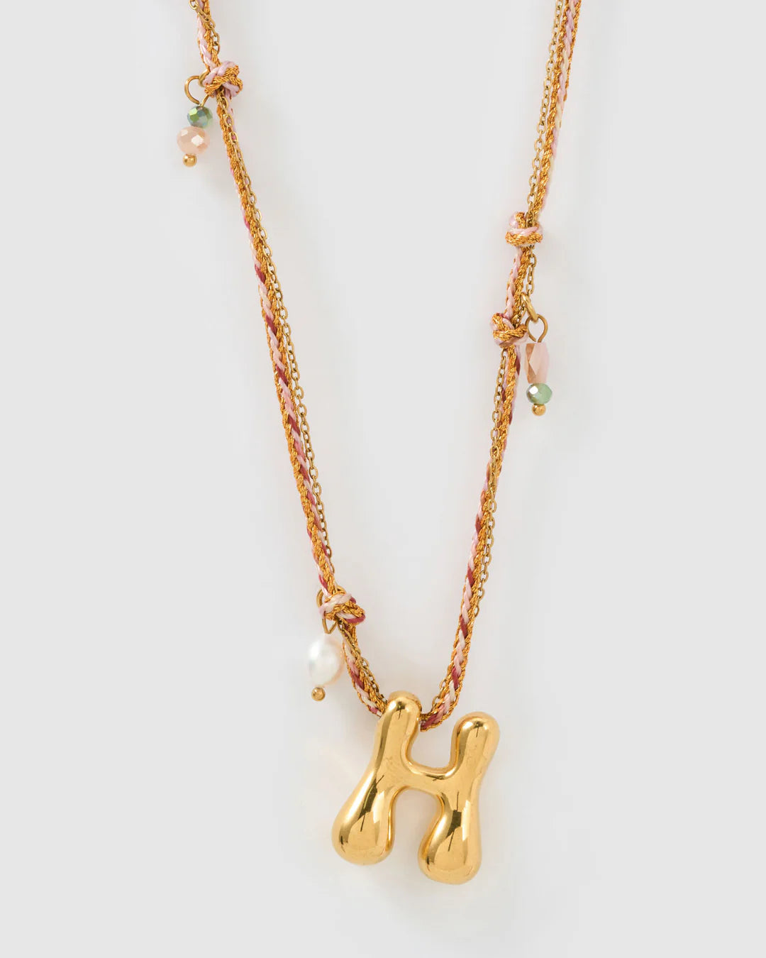 ARMS OF EVE BUBBLE LETTER NECKLACE: BLUSH