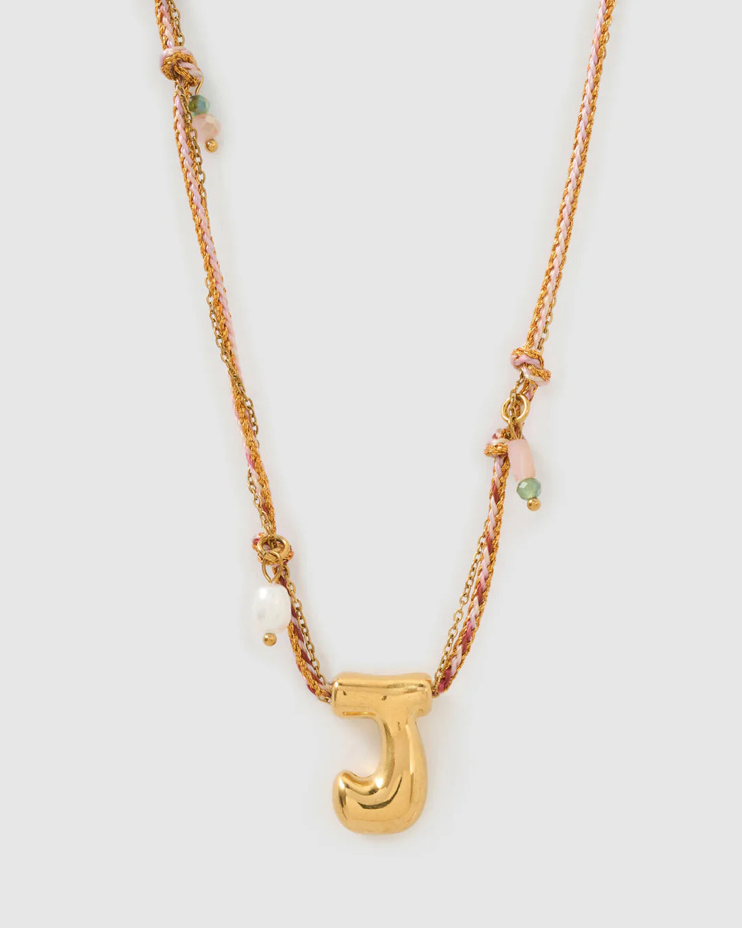 ARMS OF EVE BUBBLE LETTER NECKLACE: BLUSH