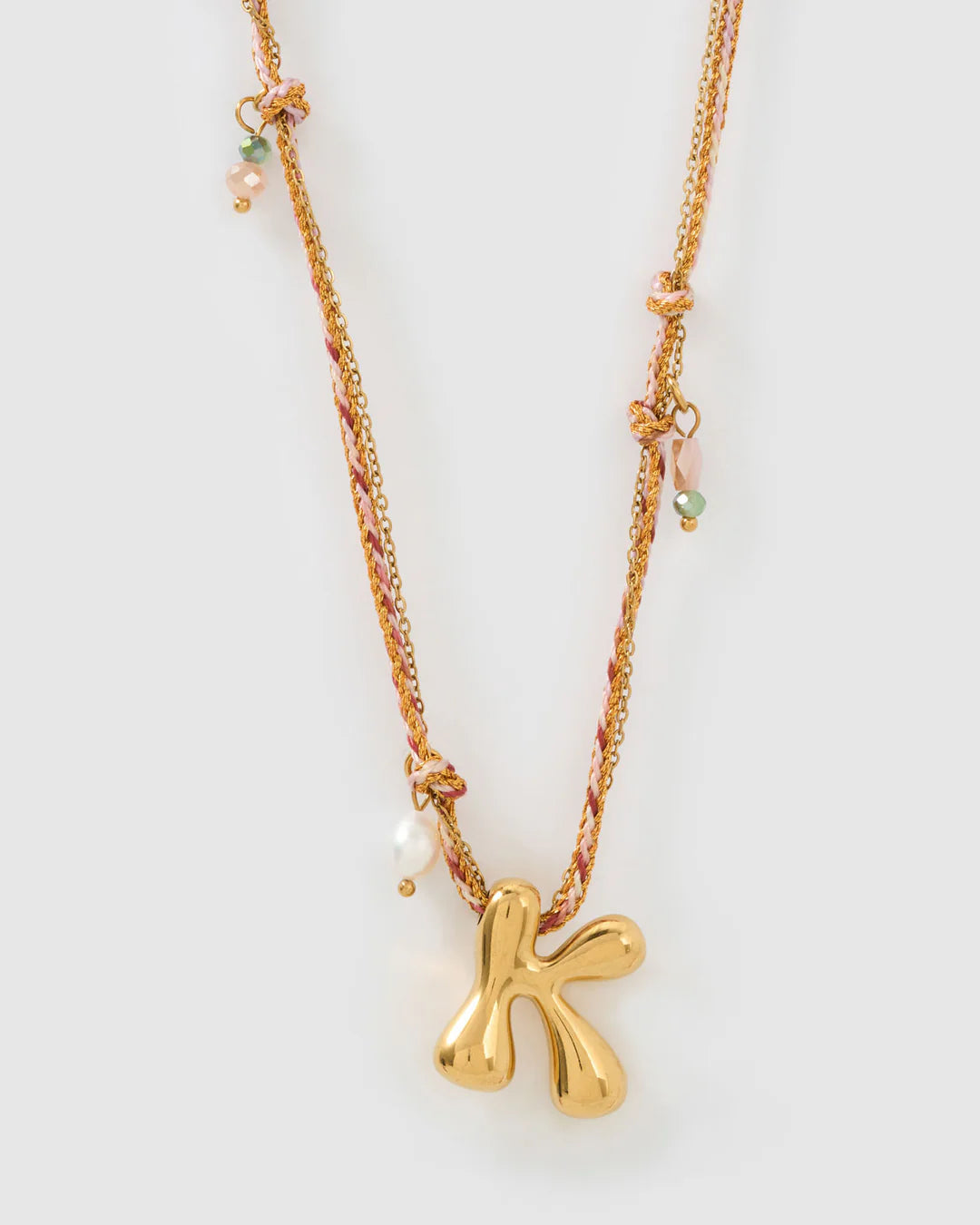 ARMS OF EVE BUBBLE LETTER NECKLACE: BLUSH