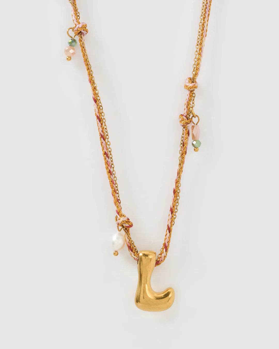 ARMS OF EVE BUBBLE LETTER NECKLACE: BLUSH