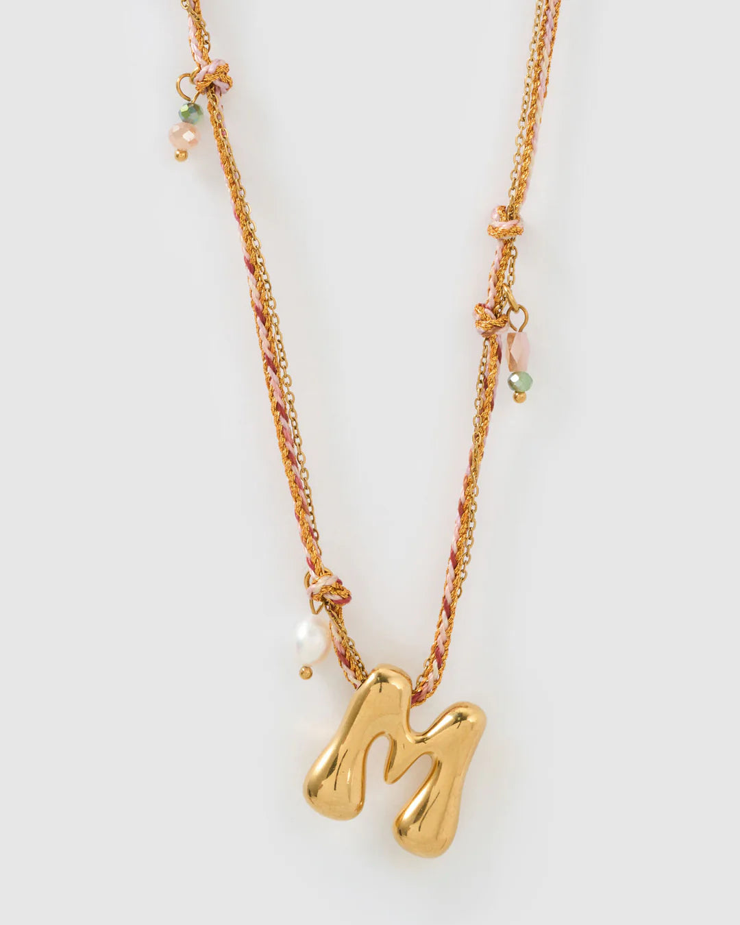ARMS OF EVE BUBBLE LETTER NECKLACE: BLUSH