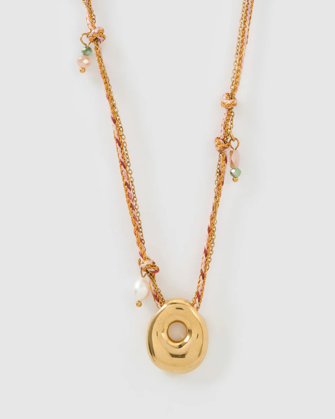 ARMS OF EVE BUBBLE LETTER NECKLACE: BLUSH