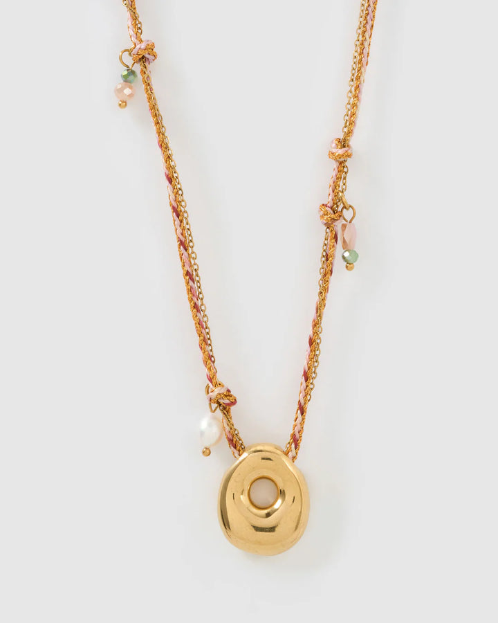 ARMS OF EVE BUBBLE LETTER NECKLACE: BLUSH