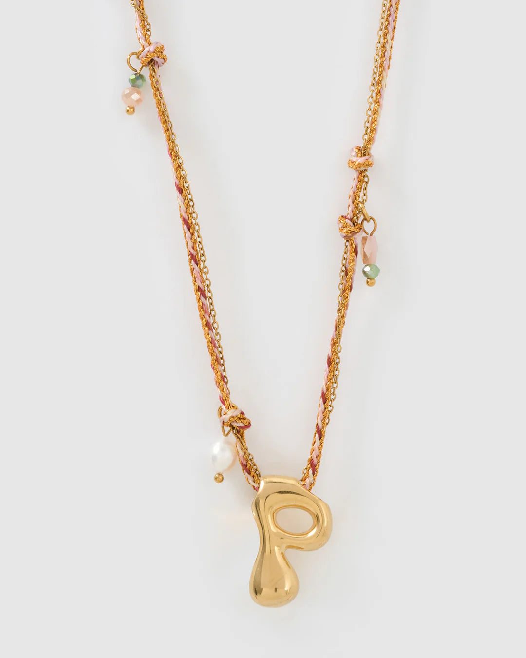 ARMS OF EVE BUBBLE LETTER NECKLACE: BLUSH