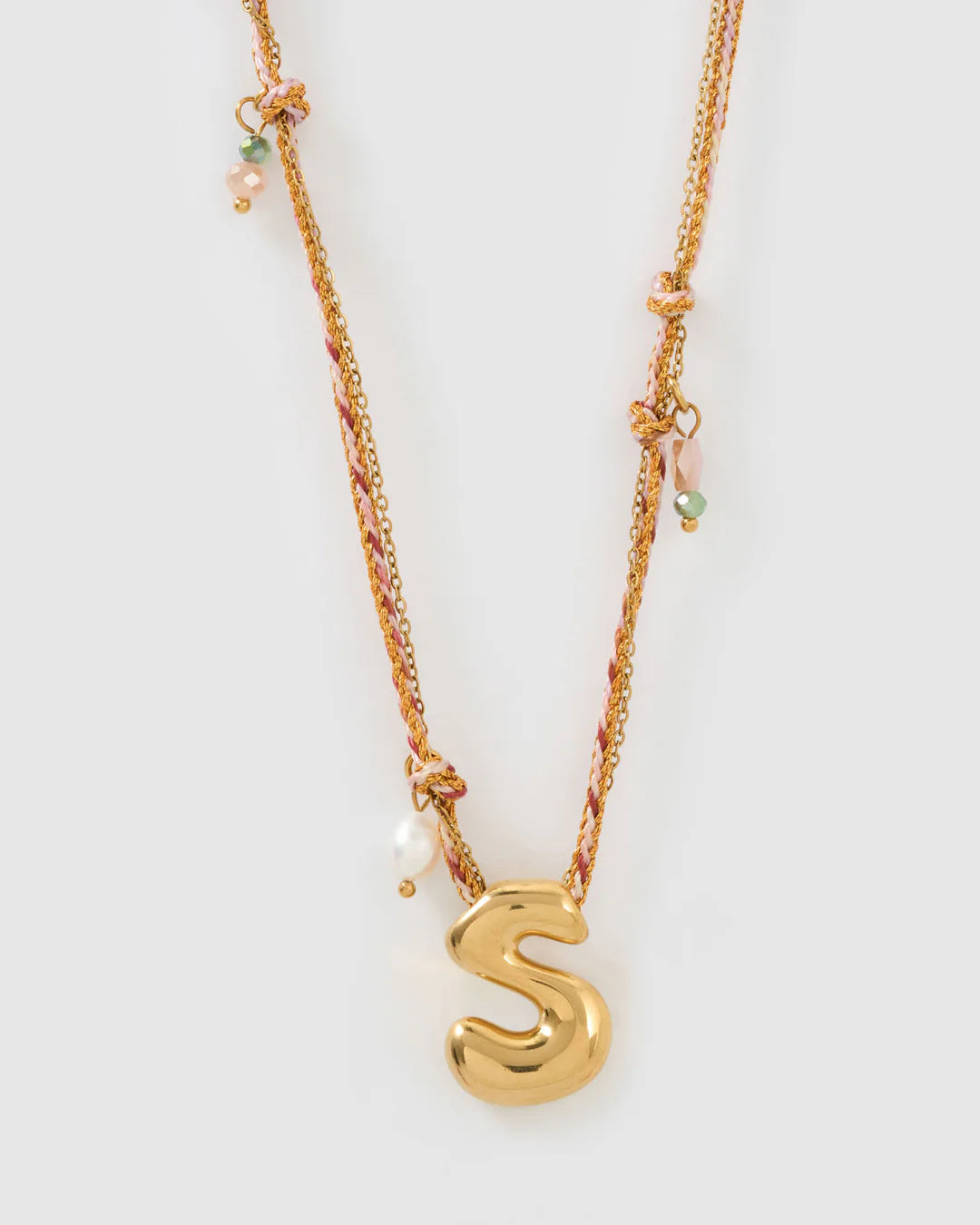ARMS OF EVE BUBBLE LETTER NECKLACE: BLUSH