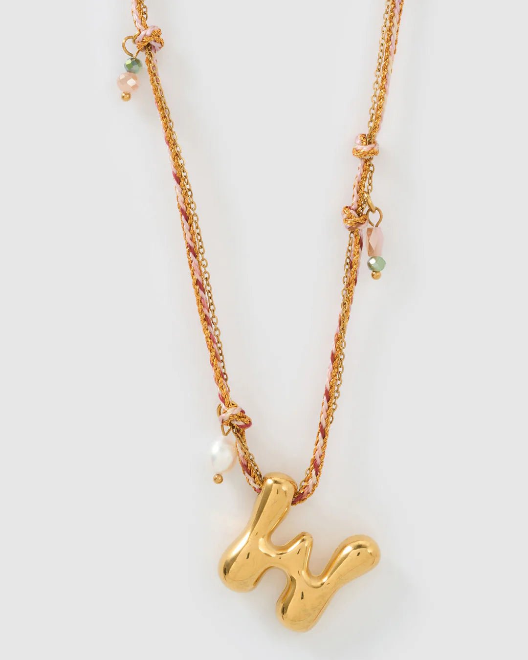 ARMS OF EVE BUBBLE LETTER NECKLACE: BLUSH