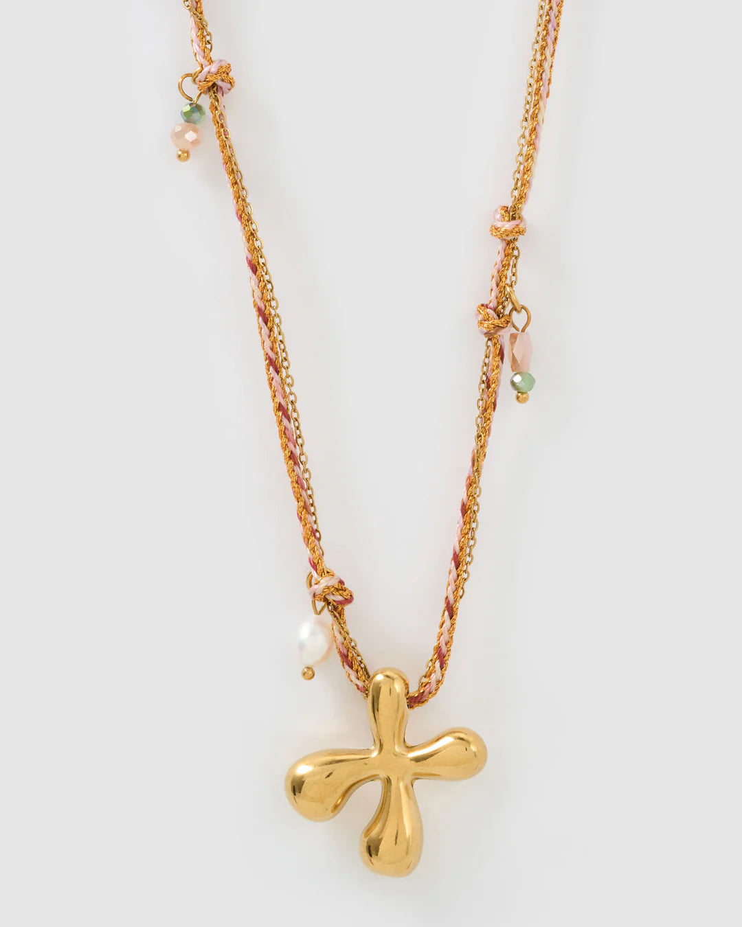 ARMS OF EVE BUBBLE LETTER NECKLACE: BLUSH