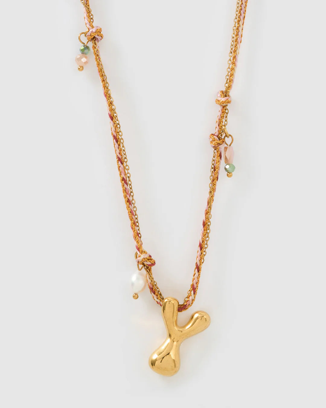 ARMS OF EVE BUBBLE LETTER NECKLACE: BLUSH