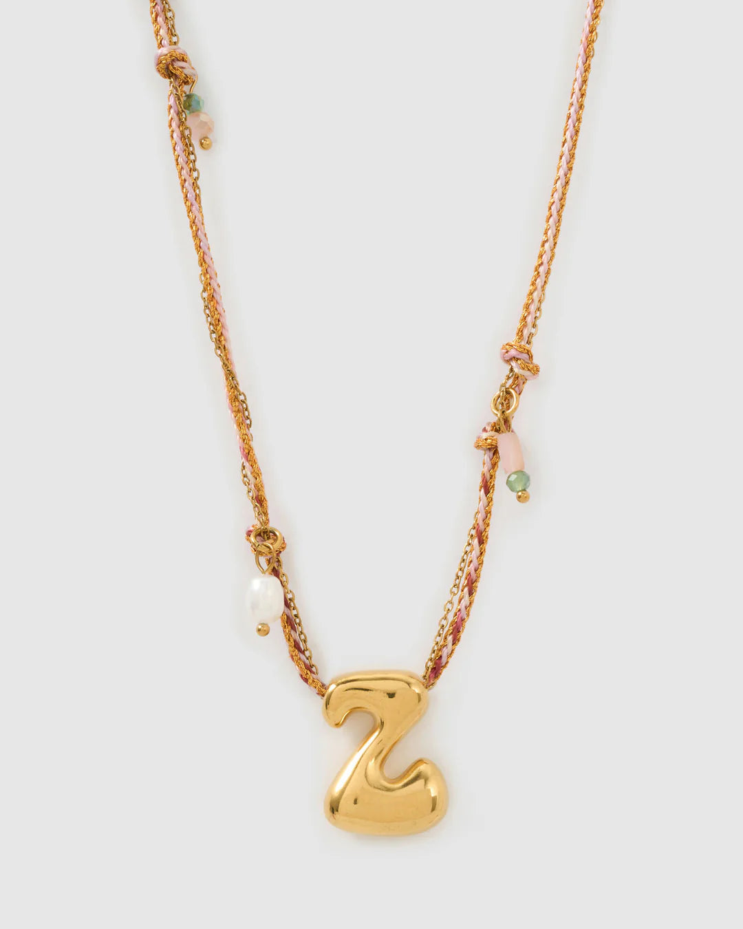 ARMS OF EVE BUBBLE LETTER NECKLACE: BLUSH
