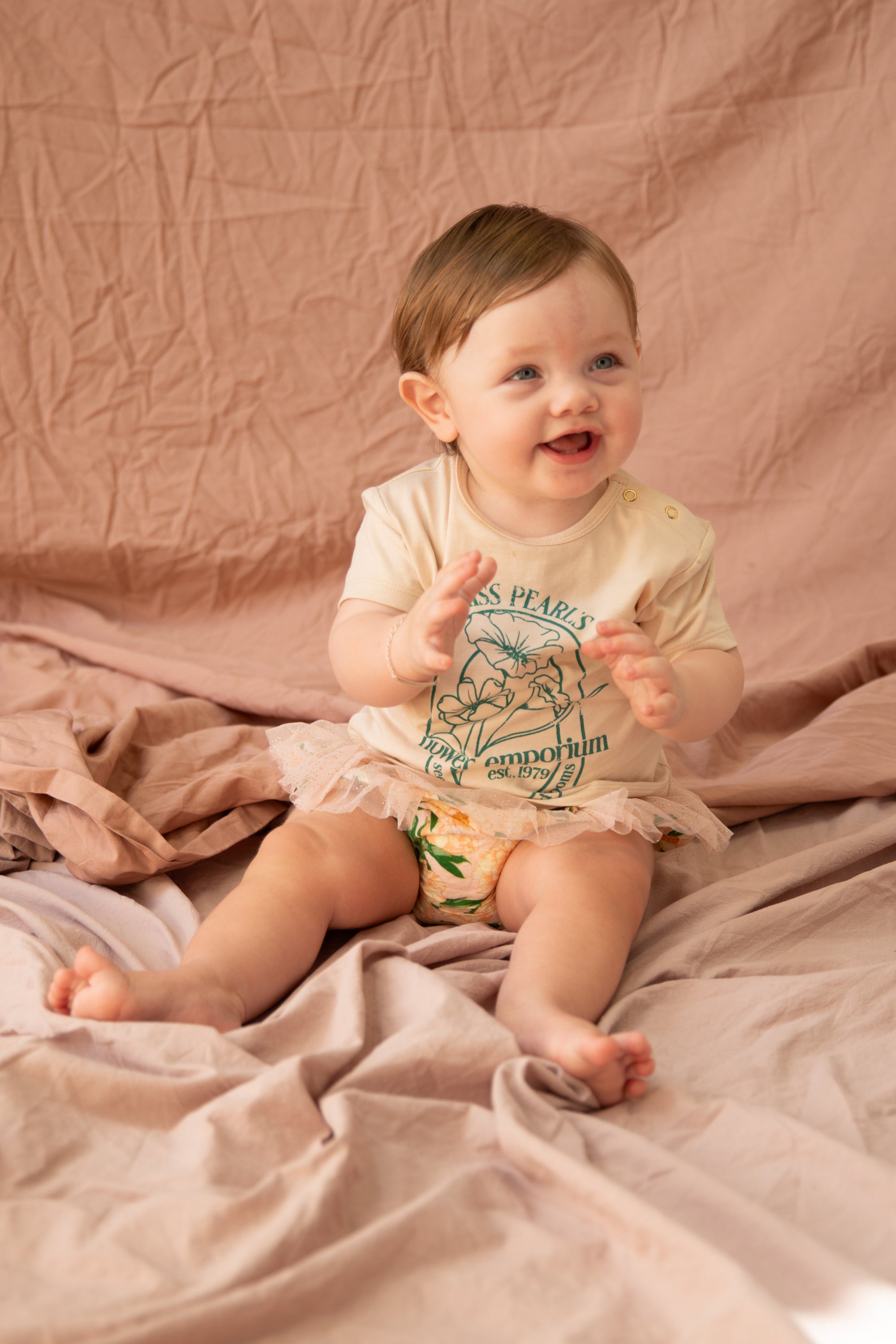 BELLA + LACE BABY KATE TEE: ALMOND FLOUR