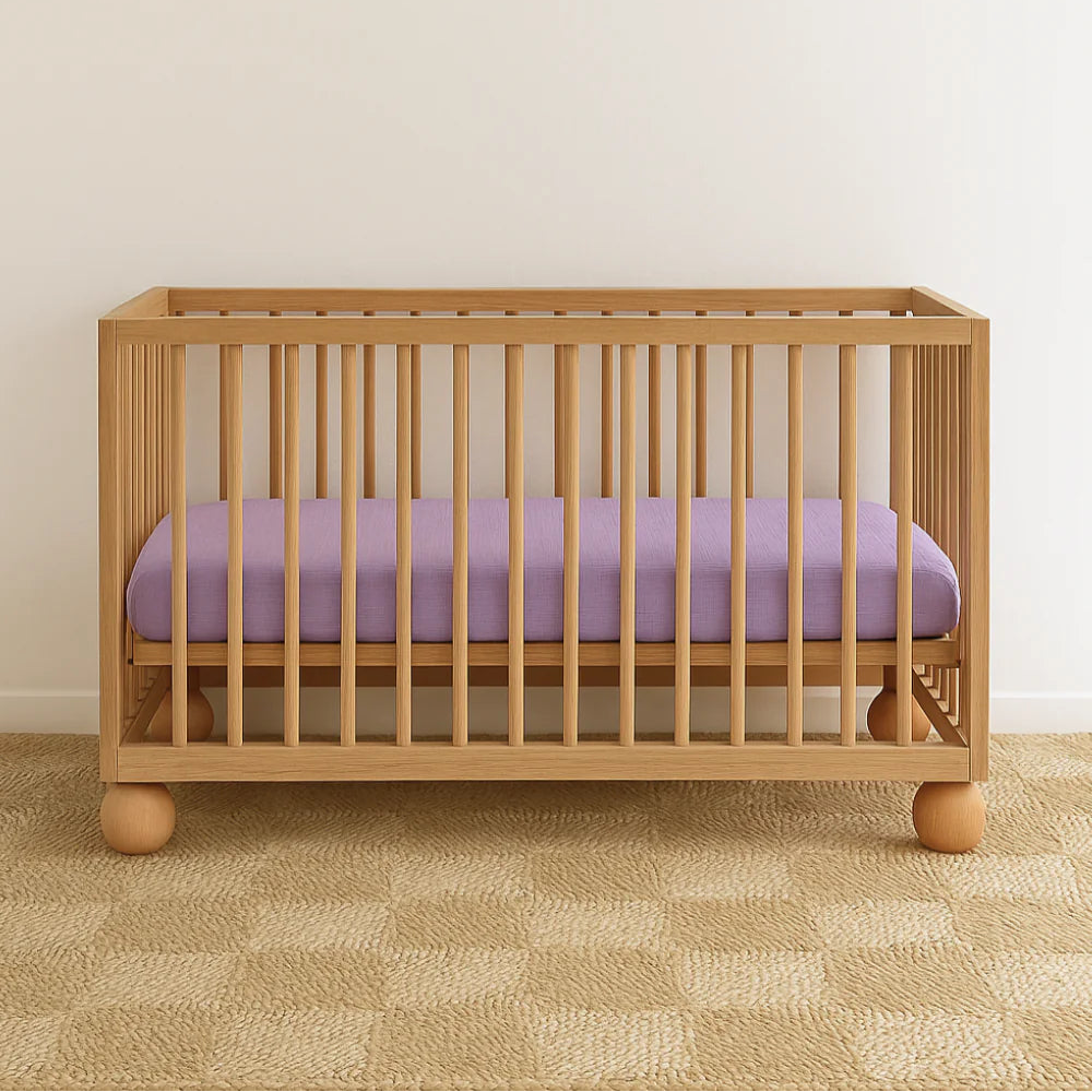 WORN CURATIONS BABY MUSLIN COT SHEET: LAVENDER
