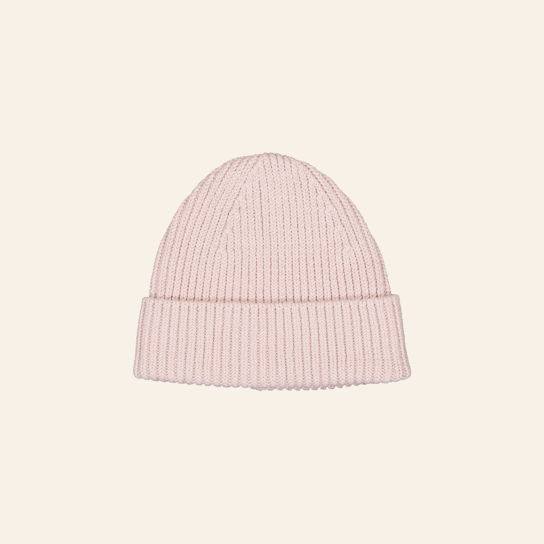 ILLOURA THE LABEL KNIT BEANIE: DUSTY PINK