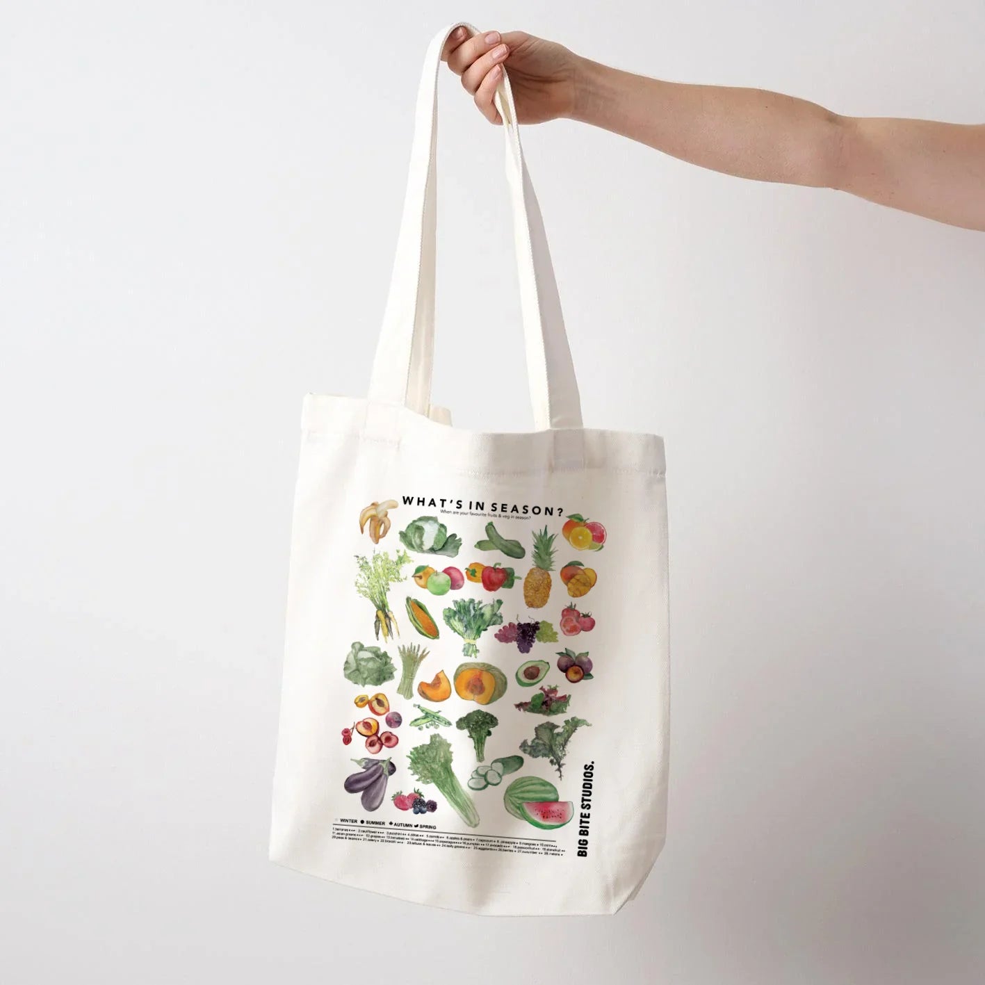 BIG BITE STUDIOS WHATS IN SEASON SHOPPING TOTE