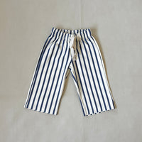 TINY TROVE BILLIE STRIPE COTTON PANTS: CREAM/ BLUE STRIPE