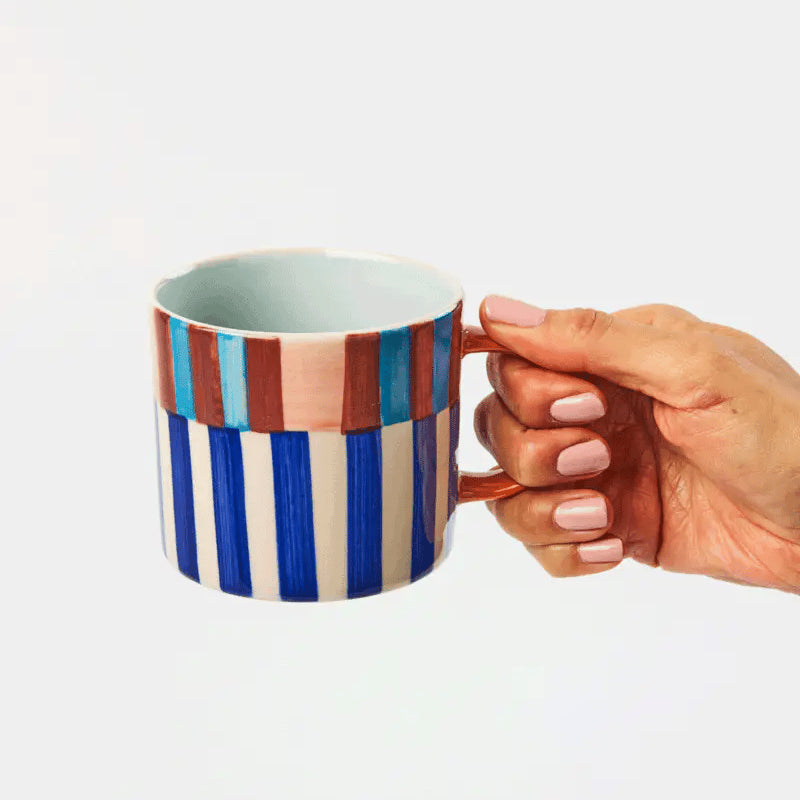 J & CO BLOOMIE MUG: BLUE STRIPE