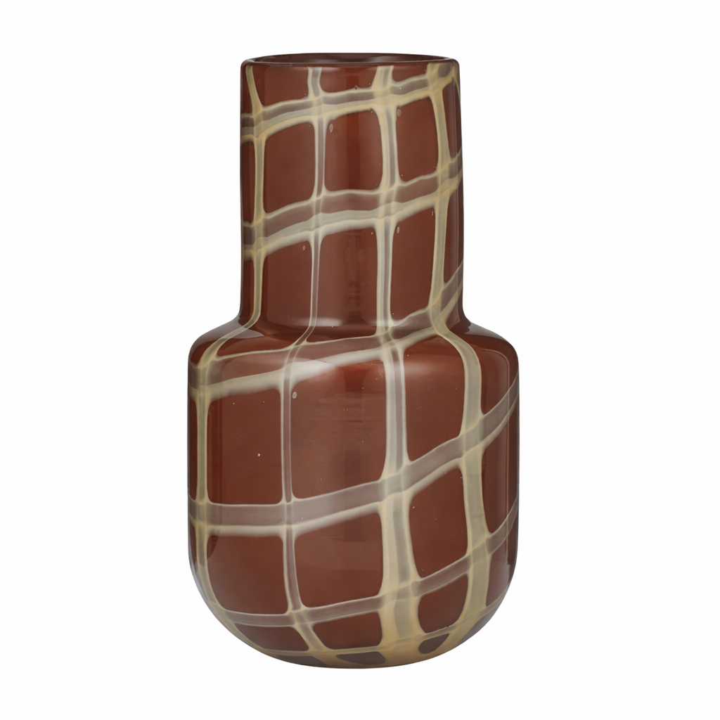 GANNON GLASS VASE: CHOC/IVORY