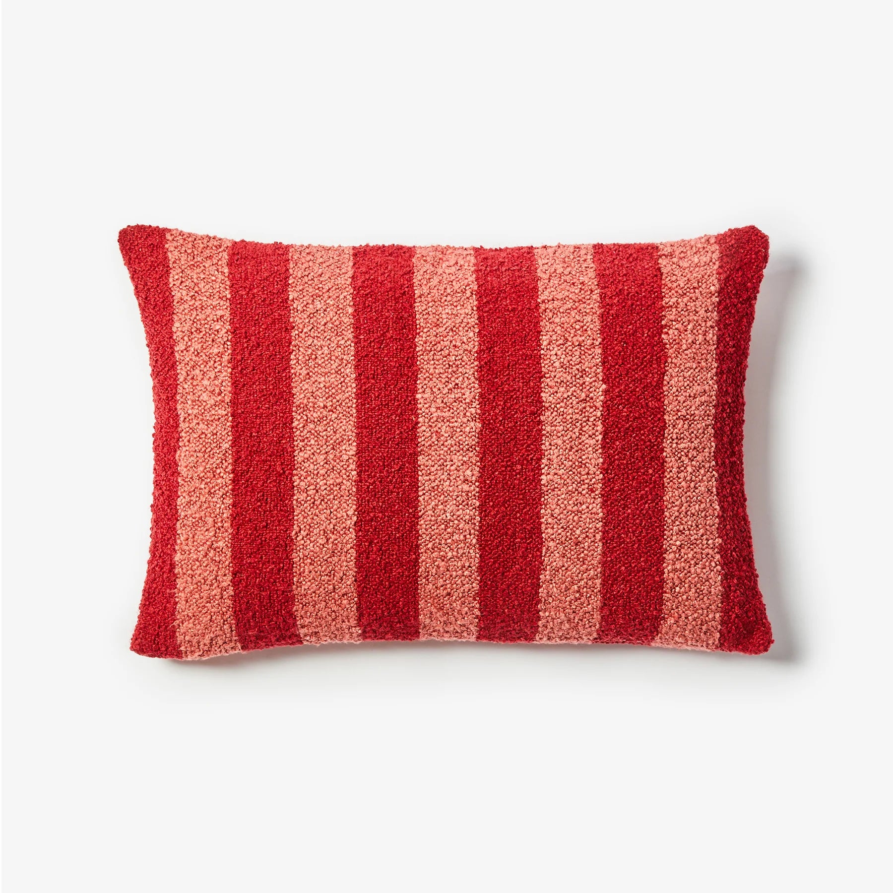 BONNIE AND NEIL STRIPE BOUCLE CUSHION: BURGUNDY/ 60 X 40CM