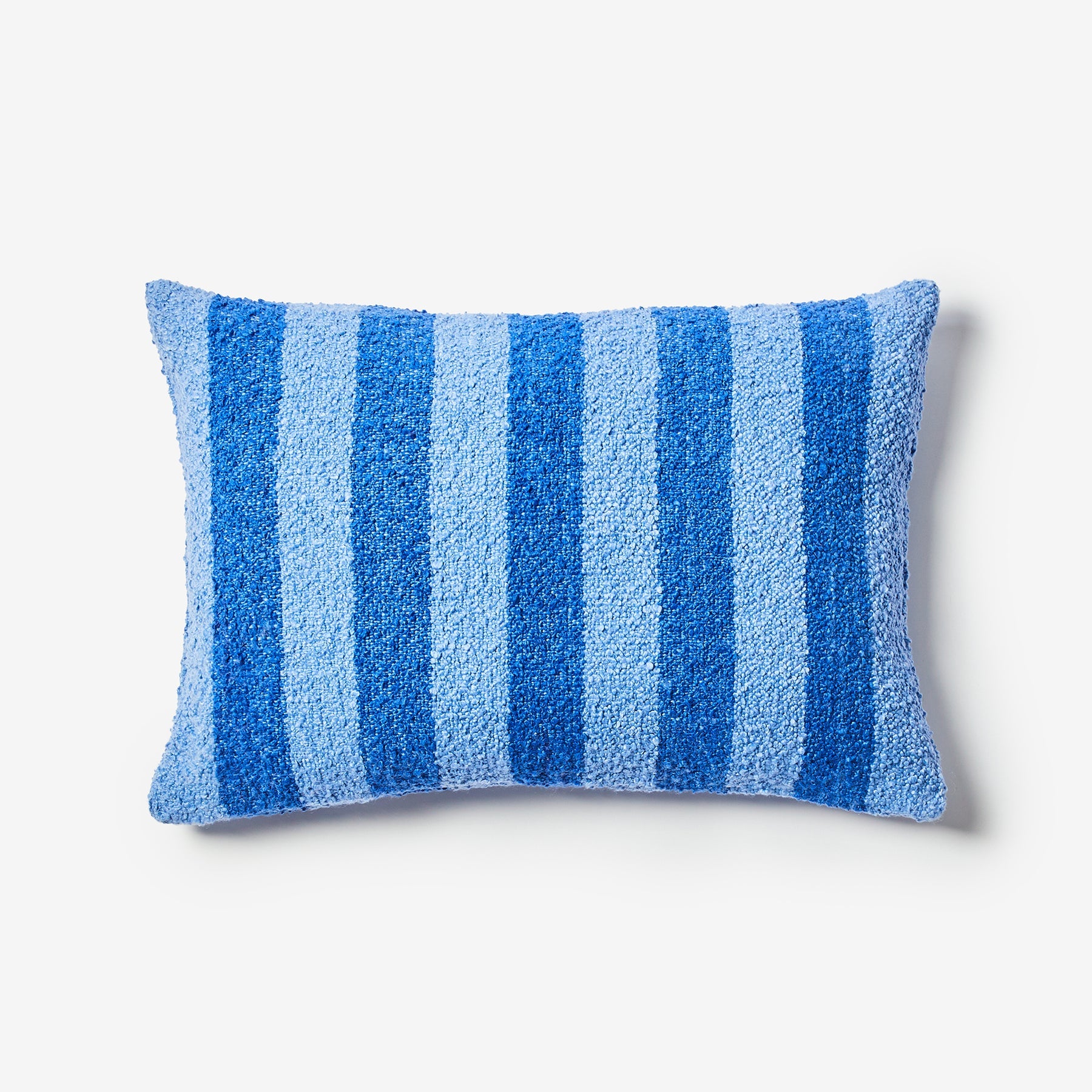 BONNIE AND NEIL STRIPE BOUCLE CUSHION: BLUE/ 60 X 40CM