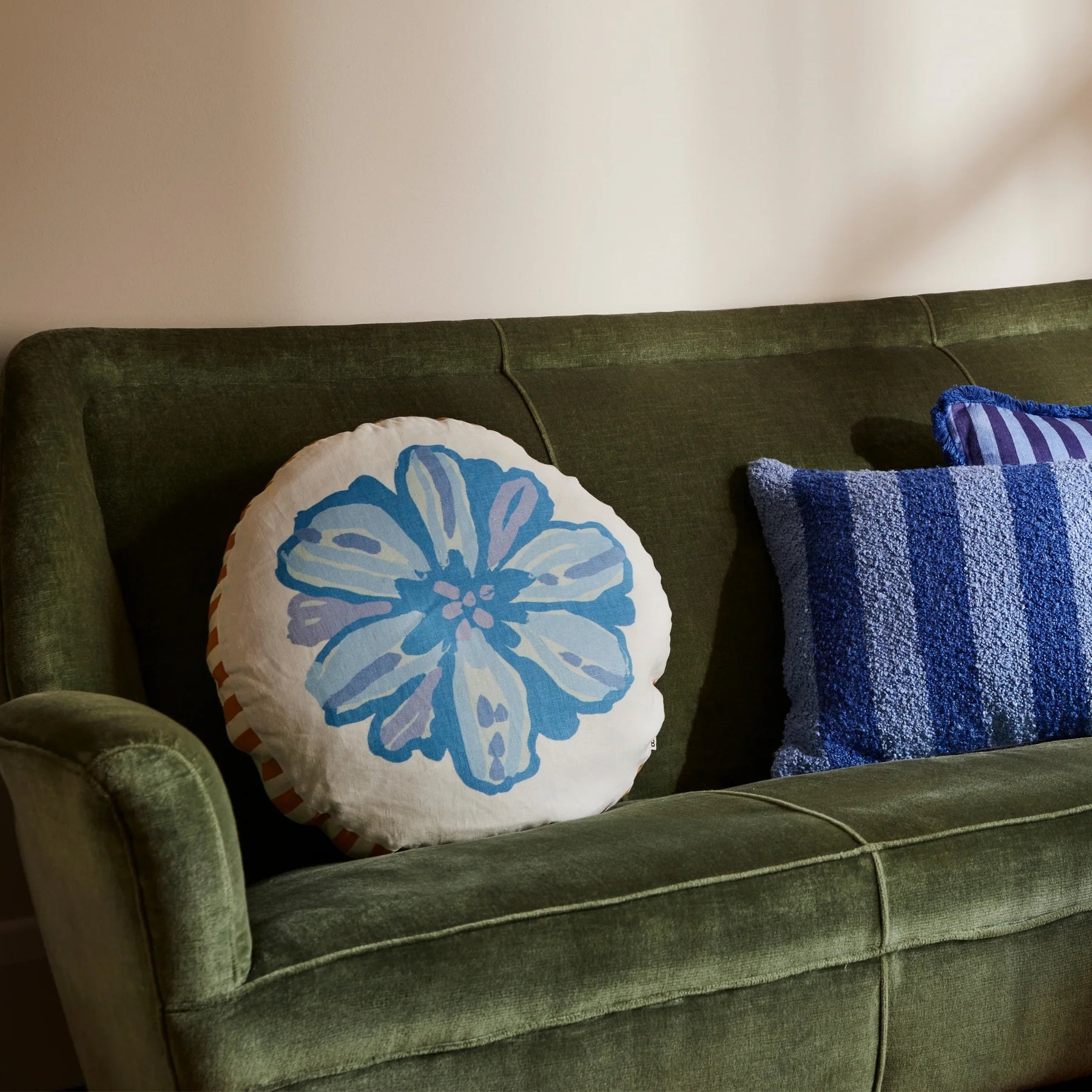 BONNIE AND NEIL ROUND CUSHION: CANDY BLUE/ 50CM