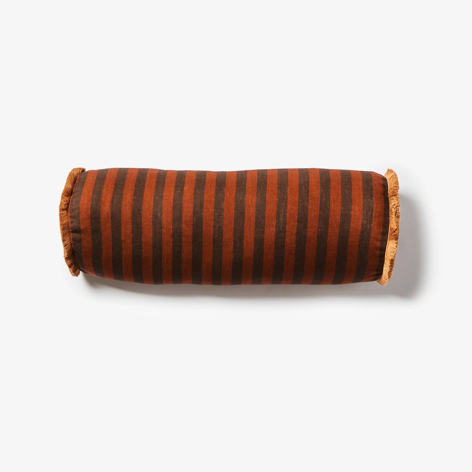 BONNIE AND NEIL THIN STRIPE BOLSTER CUSHION: CHOCOLATE