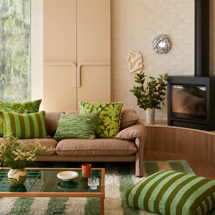 BONNIE AND NEIL WOOL MARLE CUSHION: EMERALD/ 60X40CM