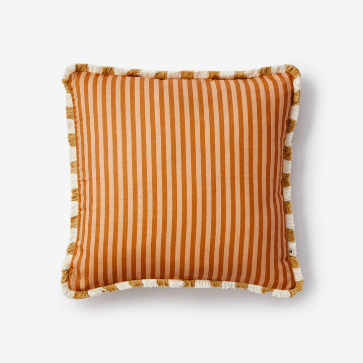 BONNIE AND NEIL PINSTRIPE CUSHION: NUTMEG/50CM