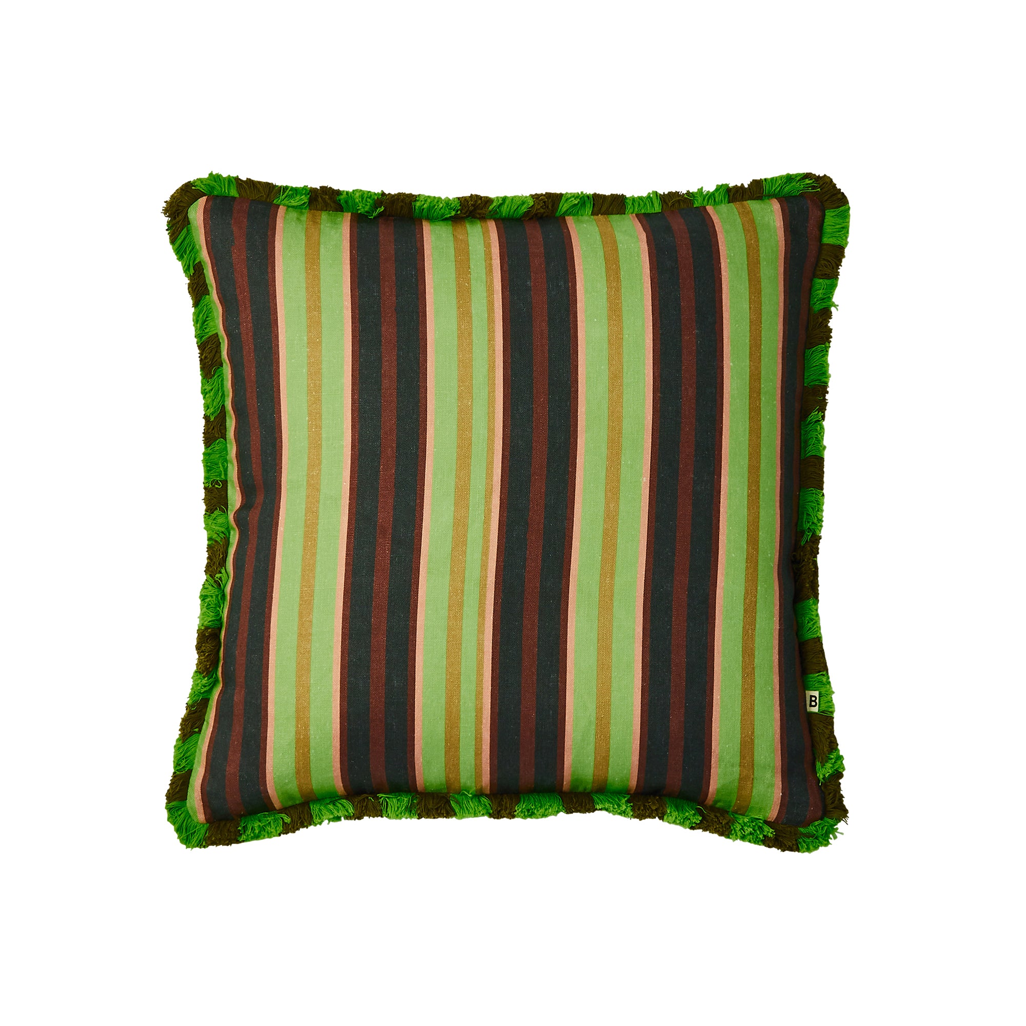 BONNIE AND NEIL SUITING STRIPE CUSHION: EMERALD/50CM