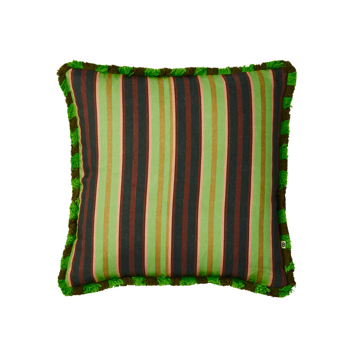 BONNIE AND NEIL SUITING STRIPE CUSHION: EMERALD/50CM