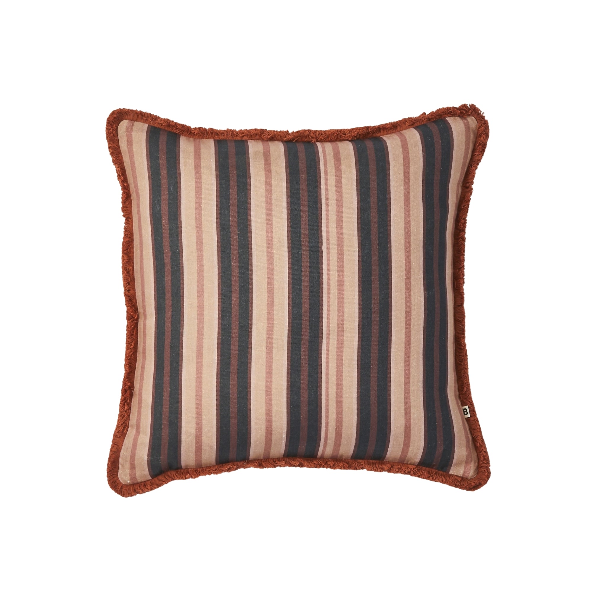 BONNIE AND NEIL SUITING STRIPE CUSHION: BLACK TAN/50CM