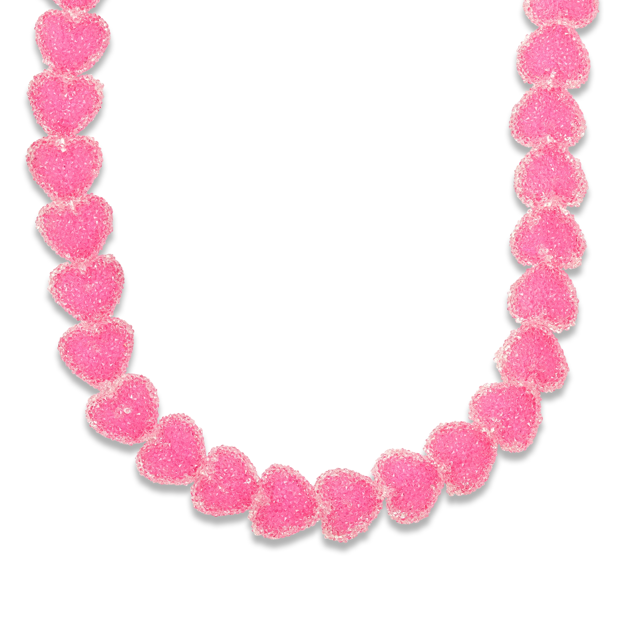 CRYSTAL HAZE JELLY HEART NECKLACE: RASPBERRY