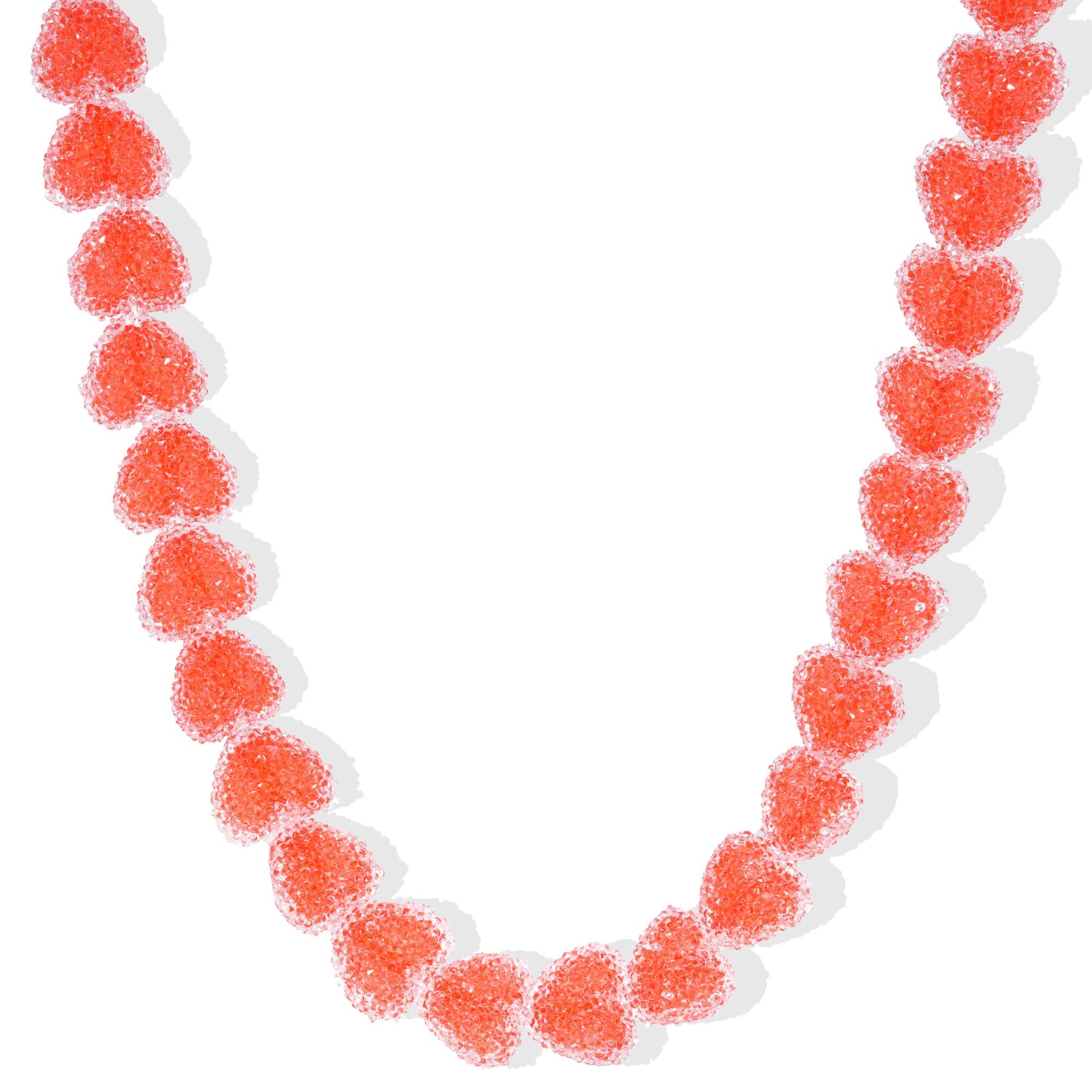 CRYSTAL HAZE JELLY HEART NECKLACE: WATERMELON