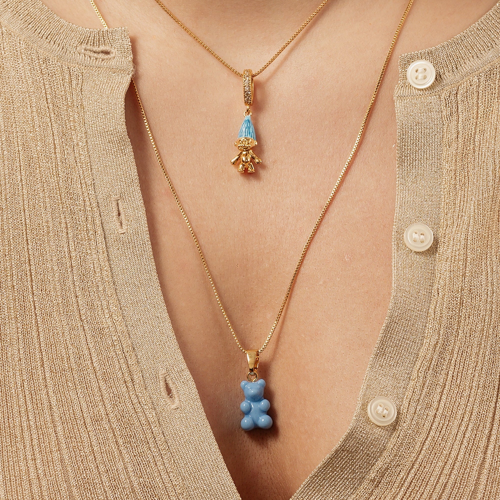 CRYSTAL HAZE NOSTALGIA BEAR: SKY BLUE / GOLD PLATED