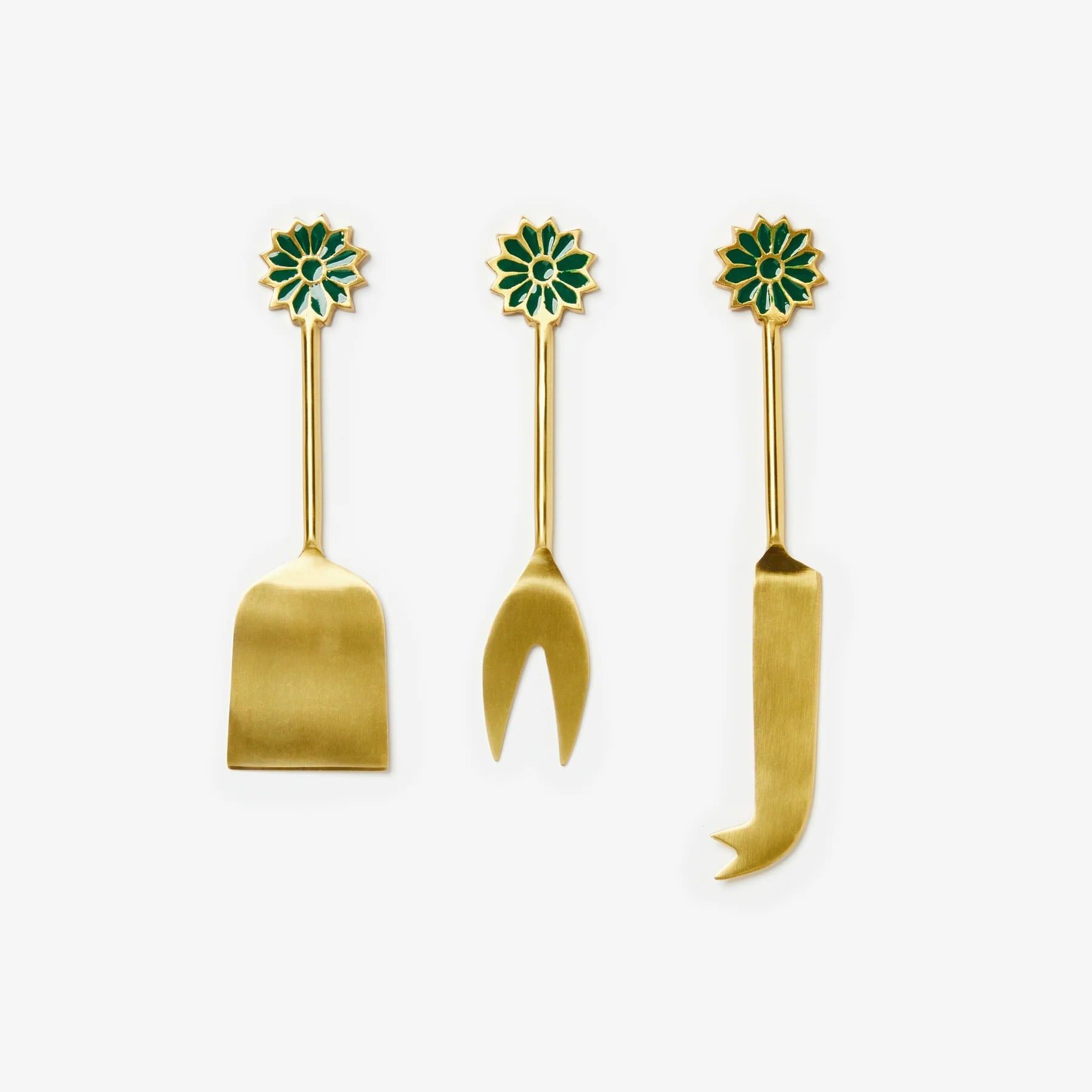 BONNIE AND NEIL PETAL CHEESE KNIFE SET: EMERALD