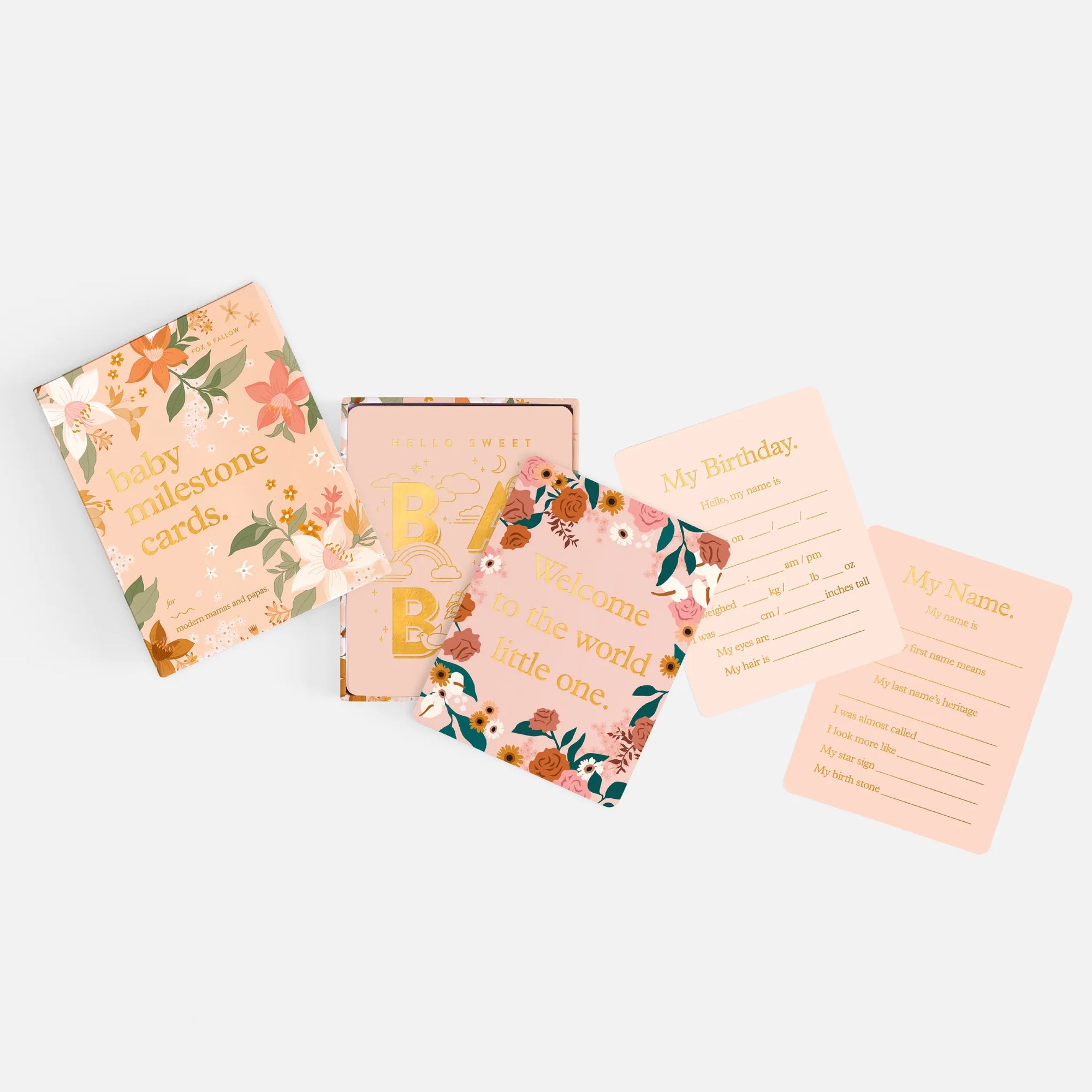 FOX & FALLOW BABY MILESTONE CARDS: FLORAL