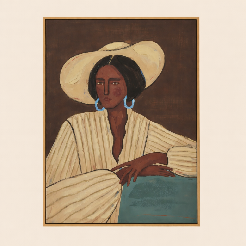 LEIGH NATURAL FRAME OIL CANVAS