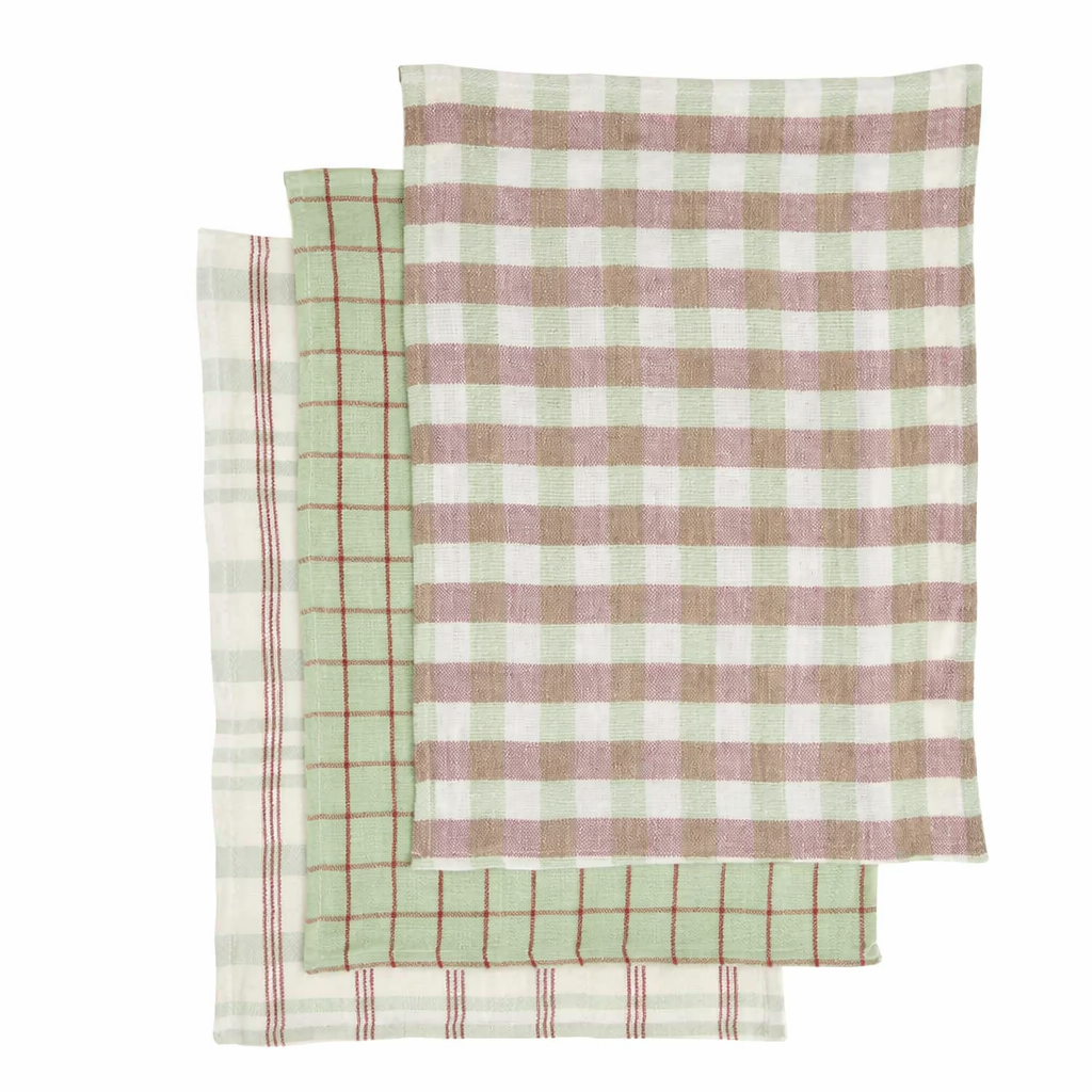 KIT RECYCLED COTTON TEA TOWEL 3PC: SAGE