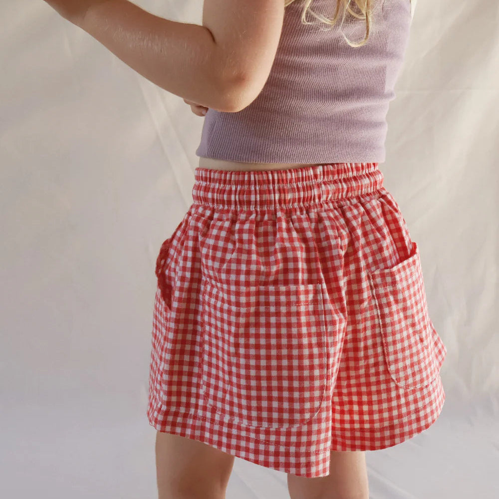 WORN CURATIONS CHECKY POCKET SHORTS: CHILLI