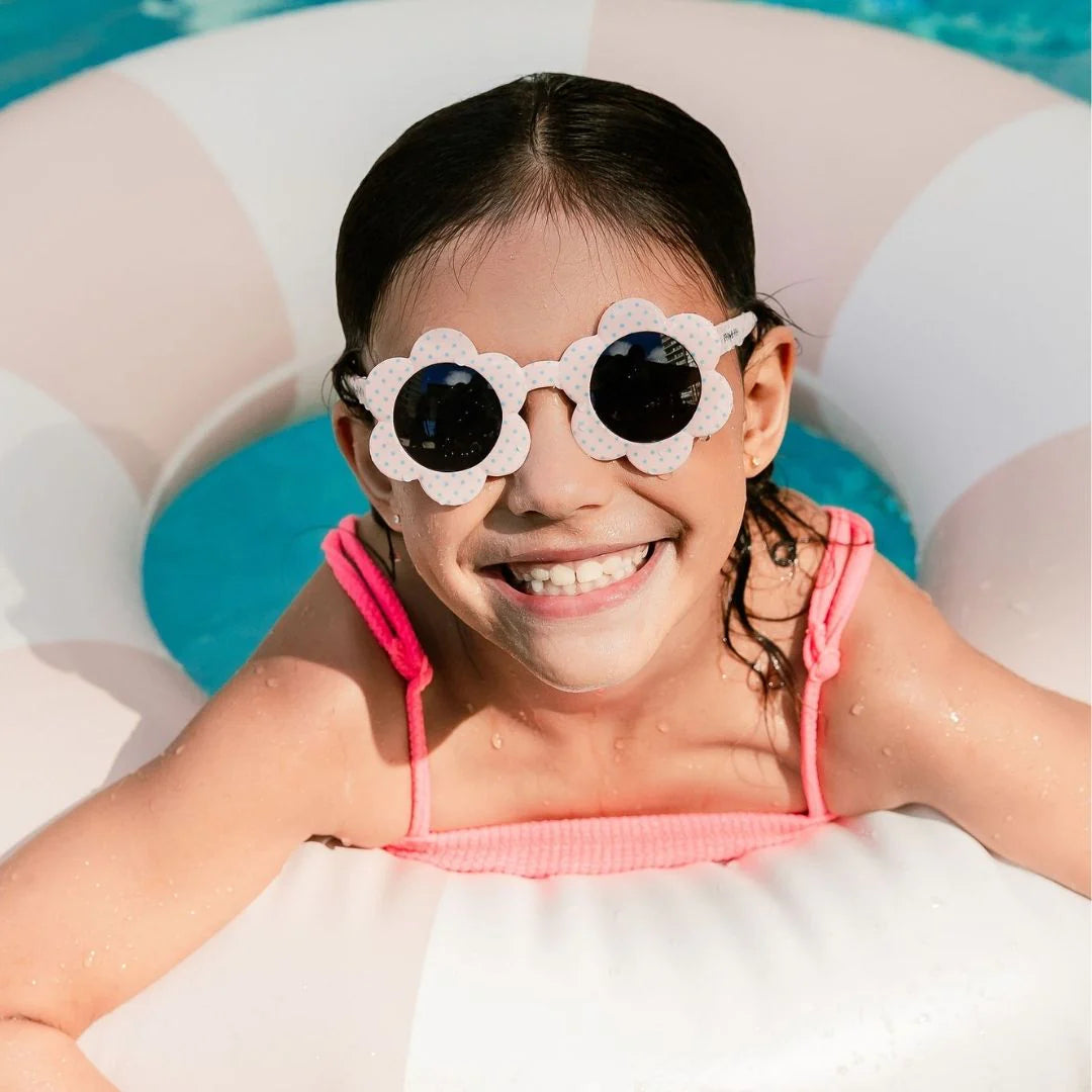 FRANKIE RAY TODDLER SUNGLASSES: DAISY / PINK WITH AQUA HEARTS