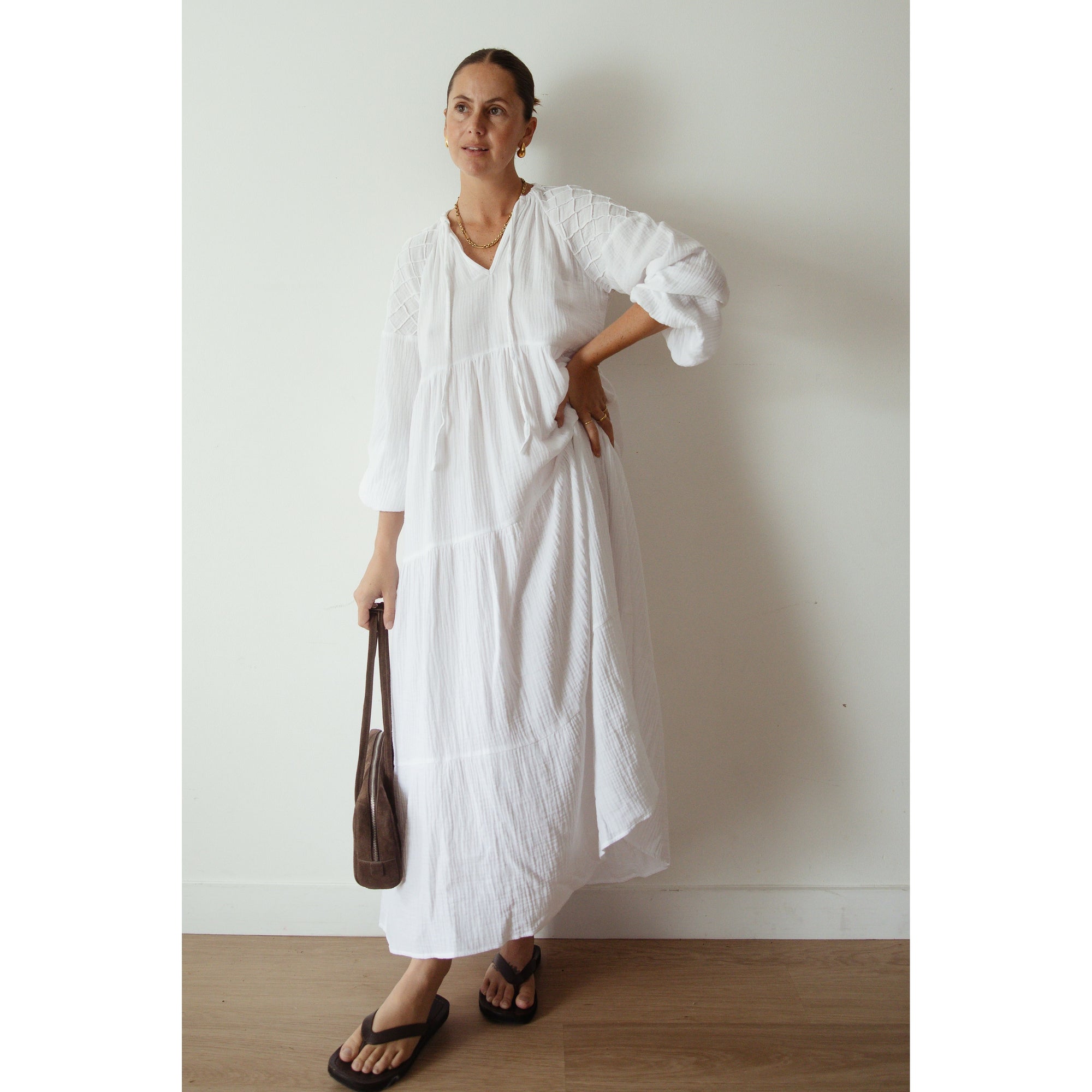ALAKAI THE DAWN MIDI DRESS: WHITE