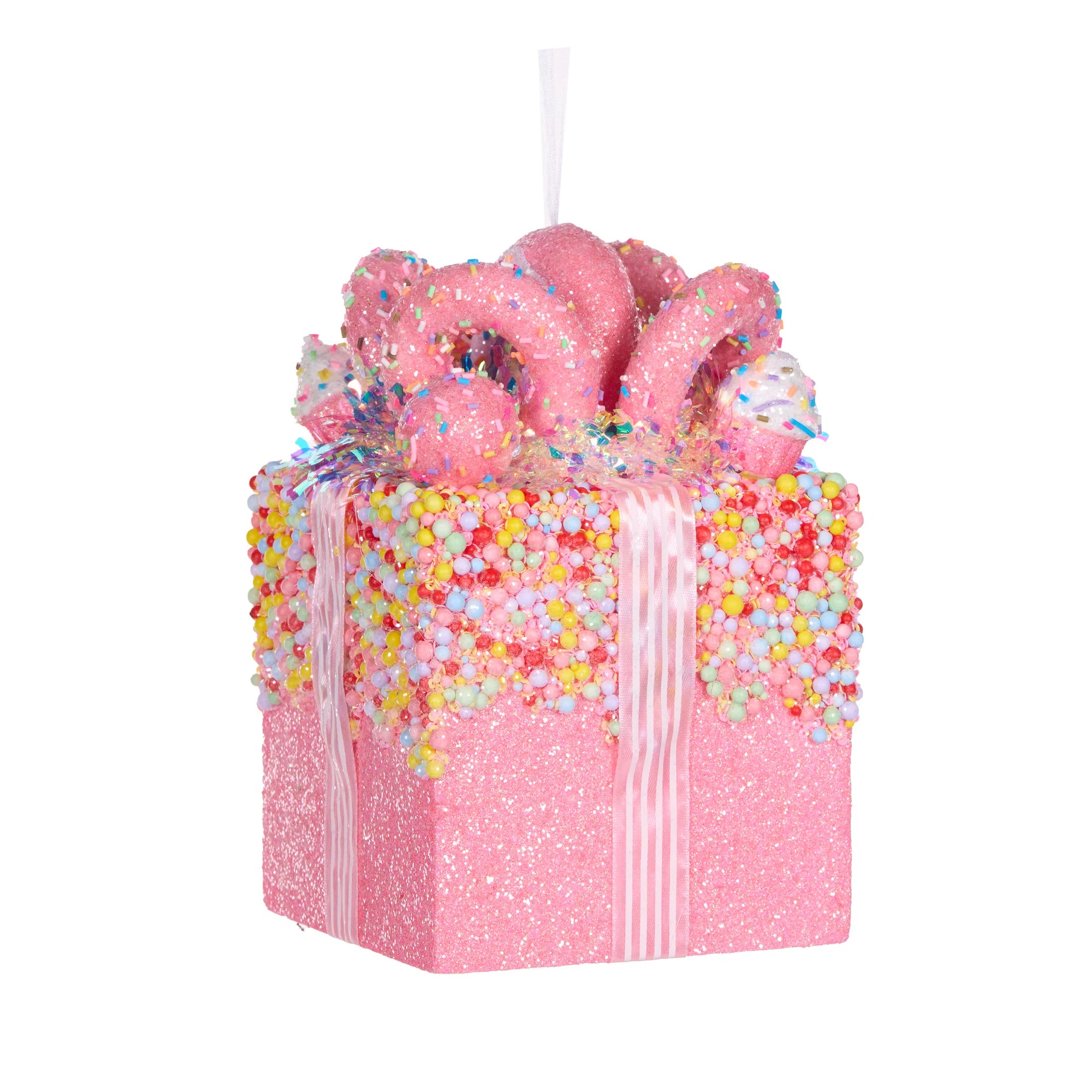 HANGING FESTIVE SPRINKLES GIFT BOX: 21CM