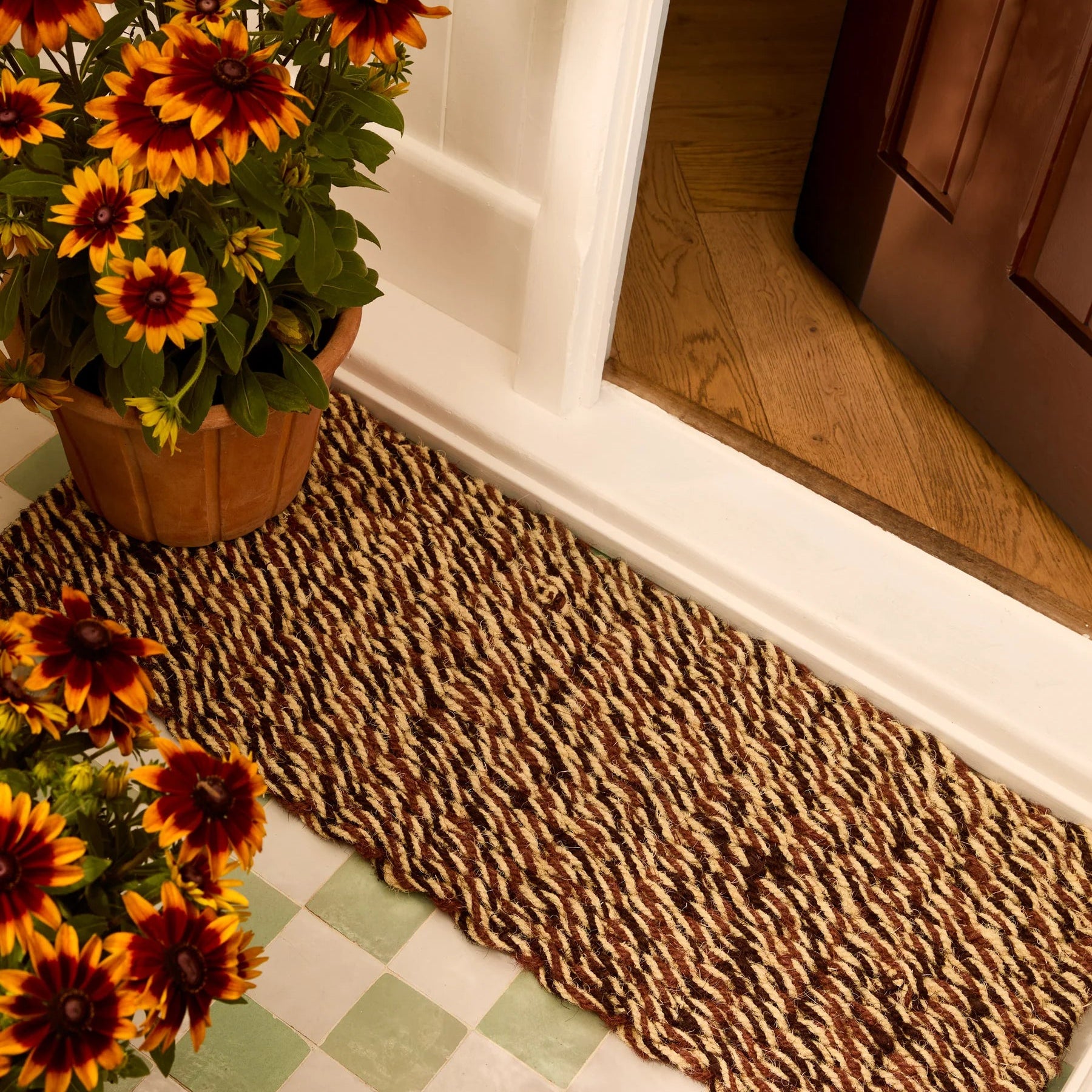 BONNIE AND NEIL WOVEN BROWN DOOR MAT: LONG