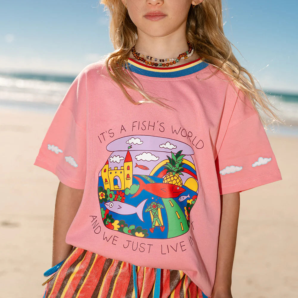 SPICY DUGONG KIDS FISH LIFE TEE: PINK