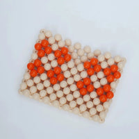 HIBISCUS THE LABEL BEADED CARD HOLDER: CREAM/ ORANGE