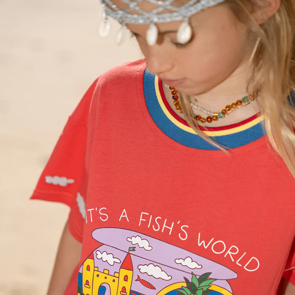 SPICY DUGONG KIDS FISH LIFE TEE: RED